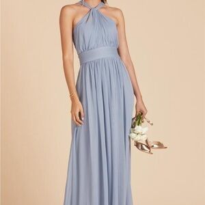 Birdy Grey Dusty Blue Chiffon Halter Bridesmaid Dress